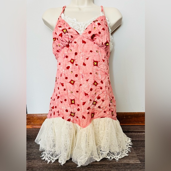 Gullhatun Aydin by Anthropologie Sweetheart Baby Doll Mini Dress Chemise Lace S - Picture 1 of 9